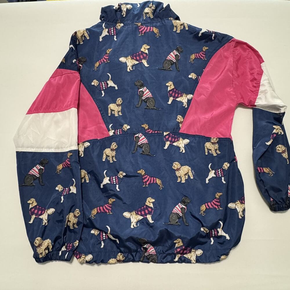 Simply Southern Women's Large Blue Dog Print Anorak Jacket Hood Zip Snap Pockets - Picture 14 of 16